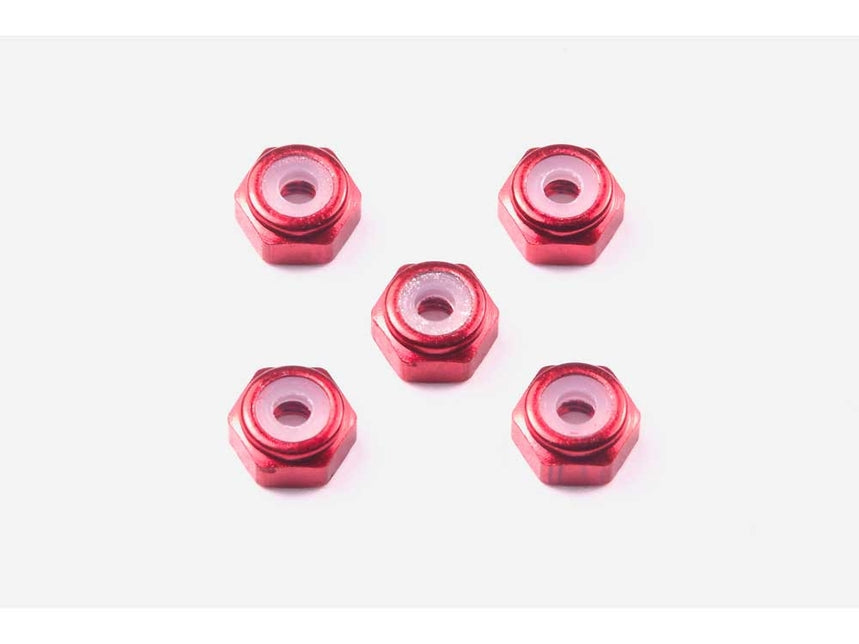 15493 2mm Aluminum Lock Nut (Red, 5pcs)
