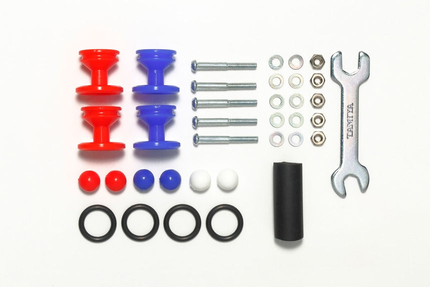 15525 Low Friction Plastic Double Rollers w/ Rubber Rings (Red & Blue/13-12mm)