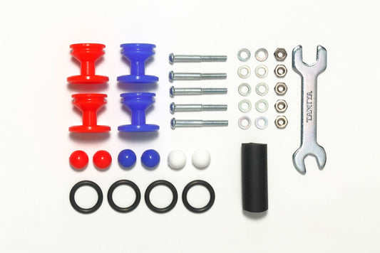 15525 Low Friction Plastic Double Rollers w/ Rubber Rings (Red & Blue/13-12mm)